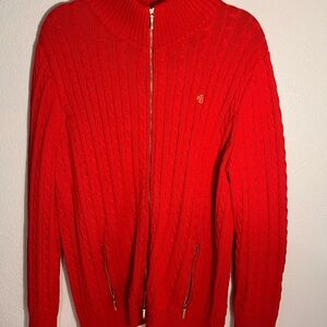 Ralph Large Woman’s 3x Red Cardigan Cable Knit Sweater 100% Cotton